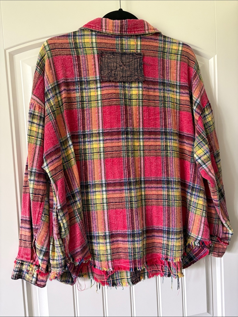 Oli & Hali Pink Plaid Crochet Star Button-Front Shirt - Picture 5 of 6